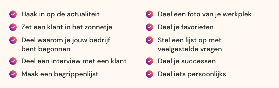 Voorbeelden van content ideeën