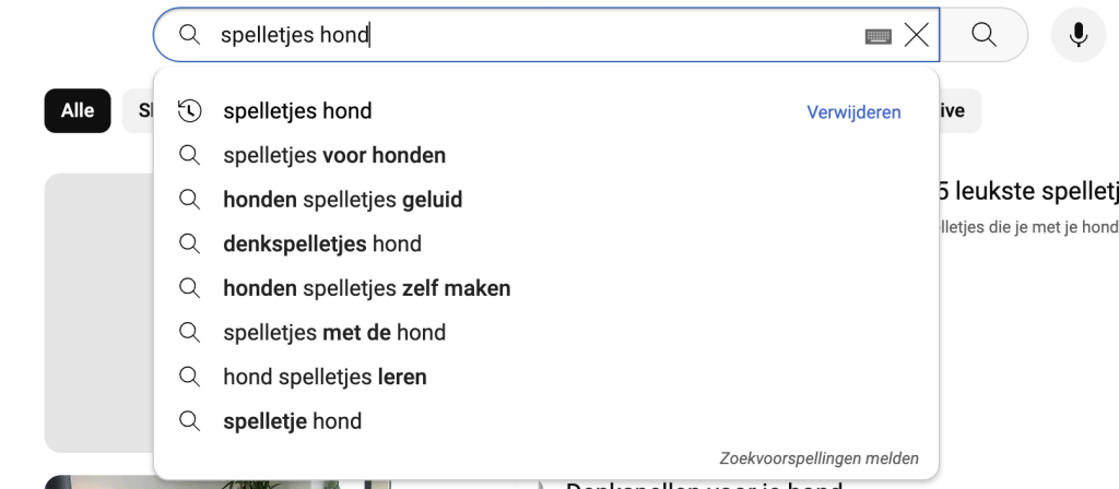 Zoekvoorspellingen Youtube